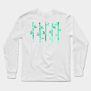 Watercolor Bamboo Pattern - Mint Green Long Sleeve T-Shirt